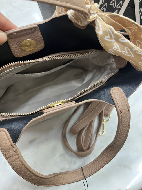 Litchi Embossed Shoulder Tote Bag with Inner Pouch